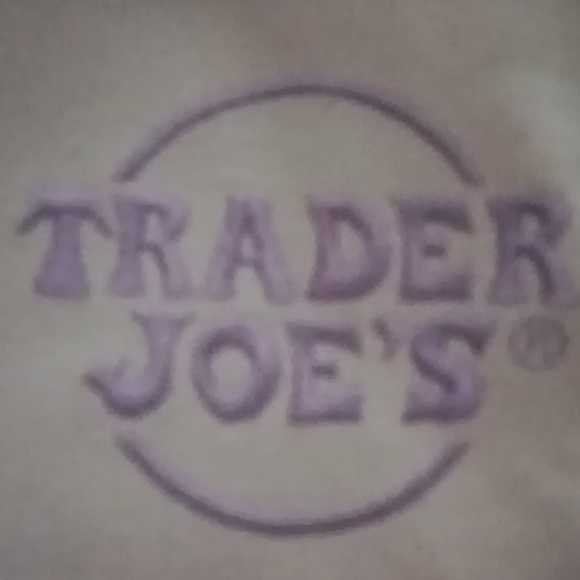 NWOT Trader Joe's Mini Pastel Canvas Tote Bag - Pink w/Lavender Embroidery - Picture 2 of 3